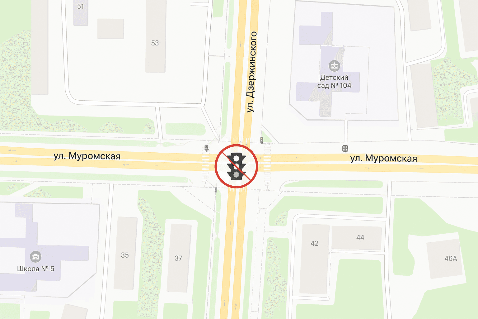 В Калининграде на шесть часов отключат светофор на оживлённом перекрёстке