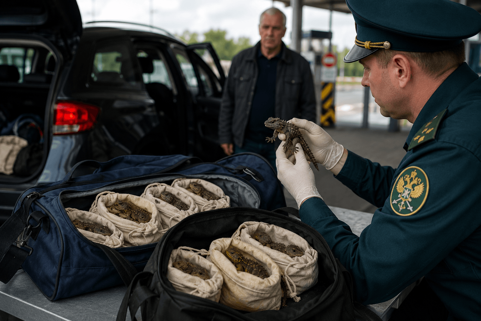 В Калининграде задержали поляка с 37 редкими ящерицами в спортивных сумках